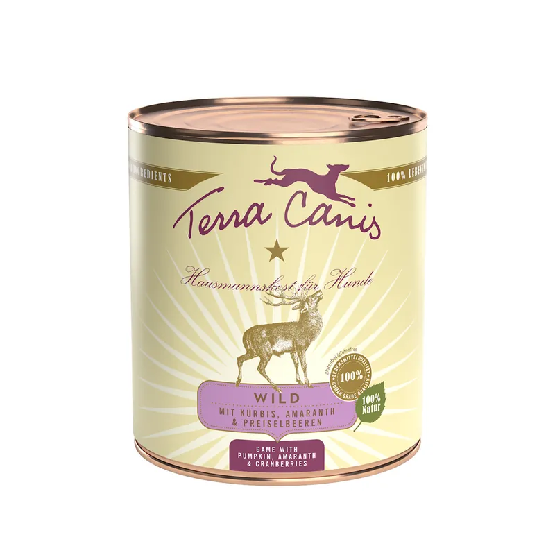 Sparpaket 24 x 800 g Terra Canis Wild mit Kürbis, Amaranth und Preiselbeeren Hunde Nassfutter Sale